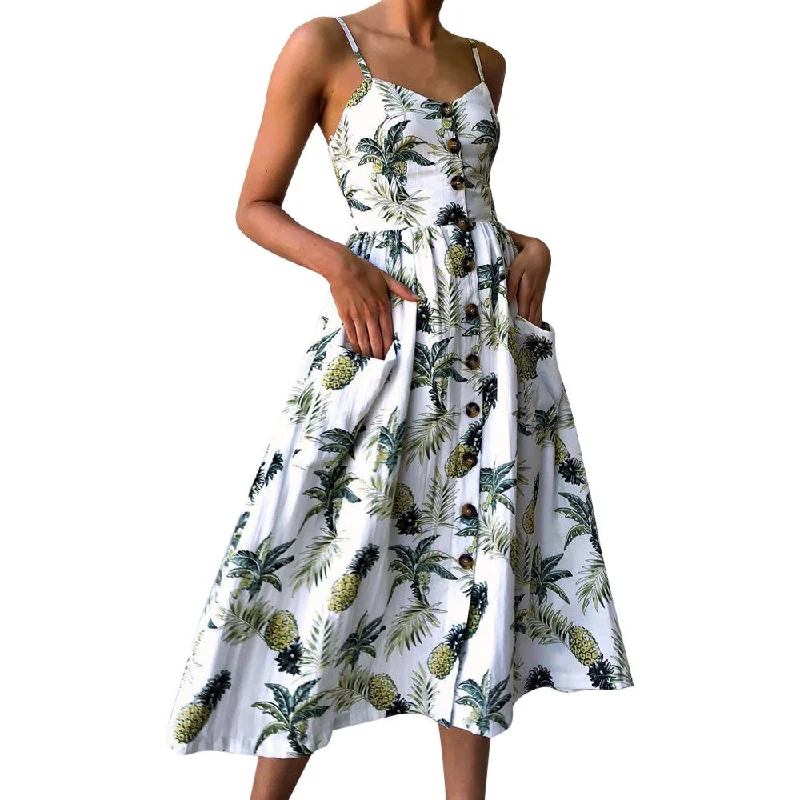 Floral Shoulder Strap Summer Dress Feminine Grace