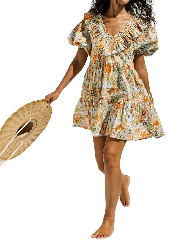 Farrah Mini Dress In Retro Floral Seasonal Fashion