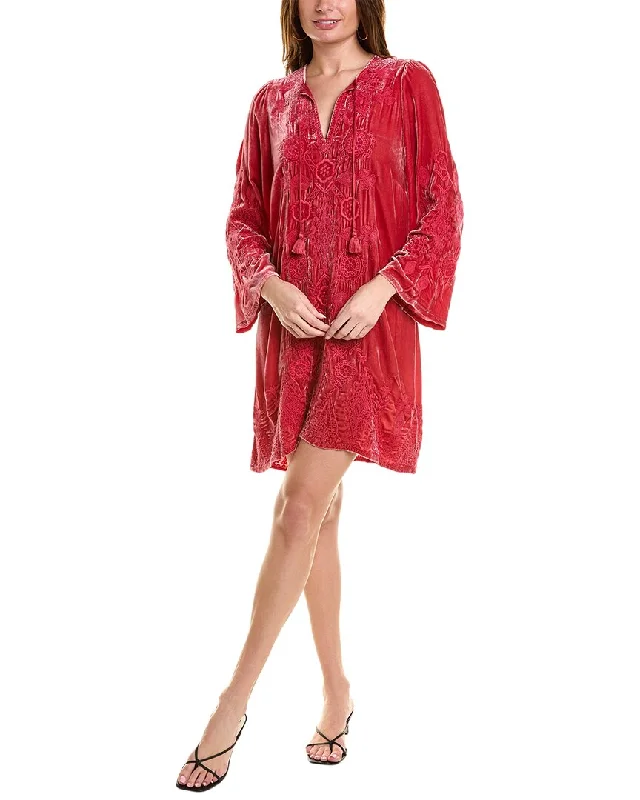 Johnny Was Liona Velvet Silk-Blend Shift Dress Wardrobe Essentials