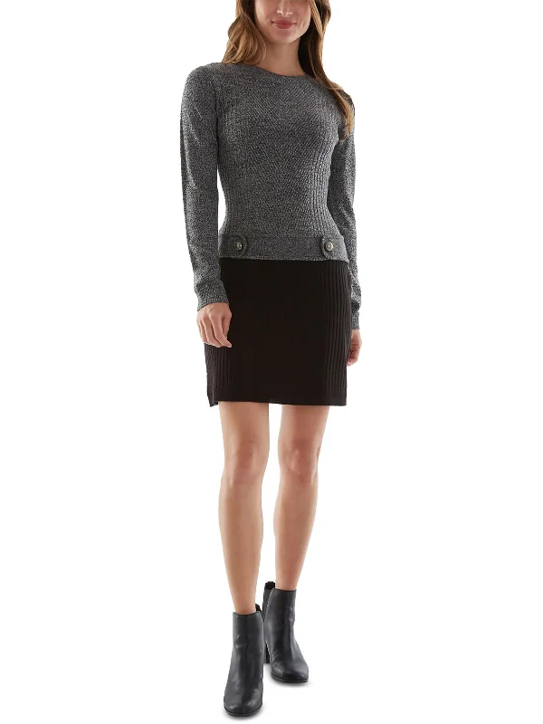 Juniors Womens Crewneck Short Sweaterdress Day To Night Styles