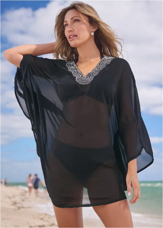 Embellished Tunic Cover-Up - Black Beauty Parisian Effortless Chic Style