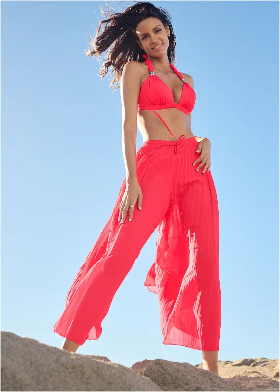 Pleated Cover-Up Pants - Sweet Red Premium Quality Garments