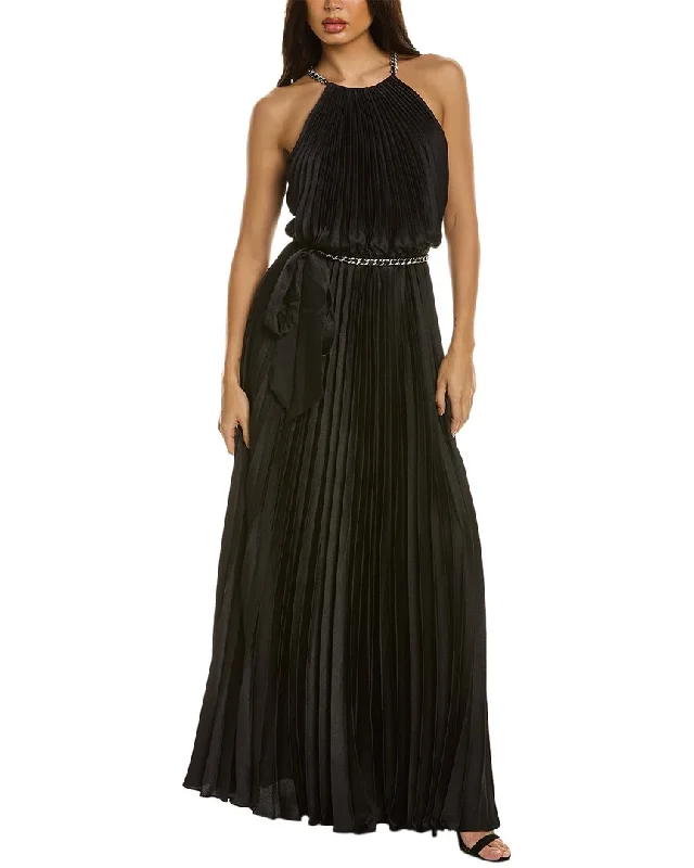 ML Monique Lhuillier Satin Gown Effortless Sophistication