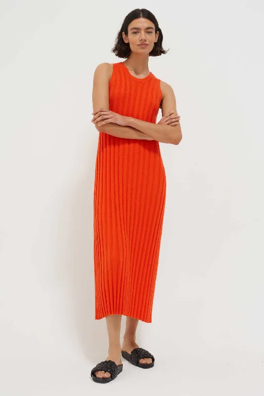 Orange-Gloss Cotton-Cashmere Dress Everyday Glamour