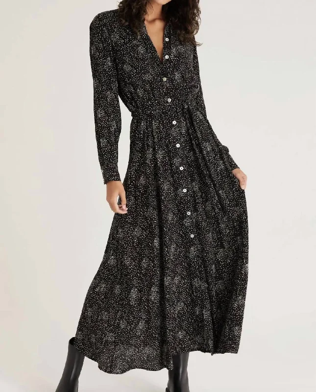 Phoenix Dot Midi Dress in Black Clearance Event