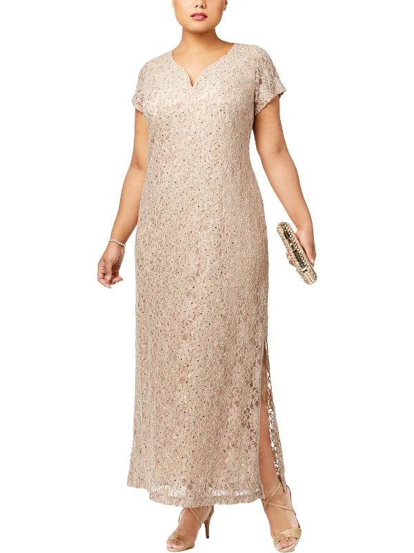 Plus Womens Lace Sequined Evening Dress Seasonal Trend