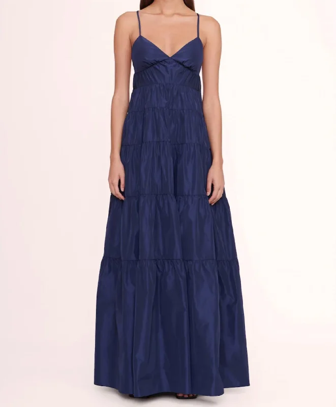 Ripley Dress in Navy Flowy Fabric