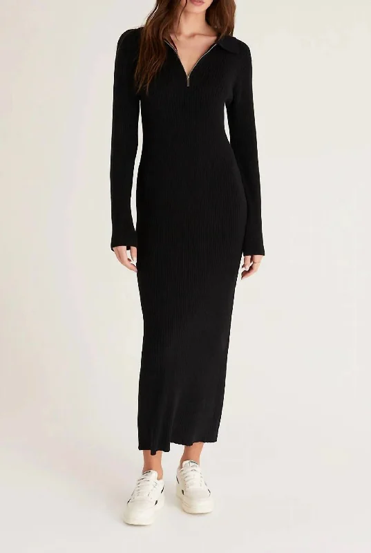 Runaway Zip Henley Dress In Black Luxury Fashion