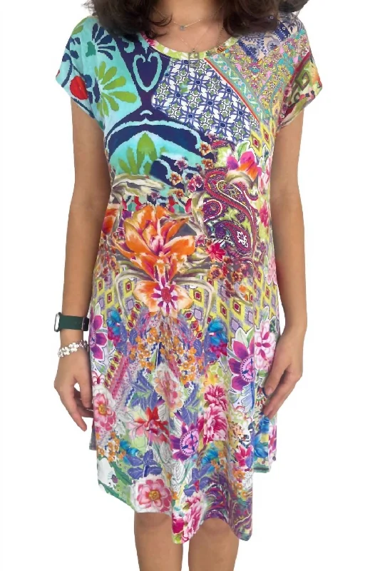 Talavera Cap Sleeve Dress In Multi Exquisite Women's Wear Sale