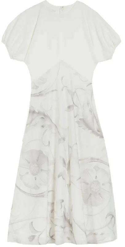 Ted Baker Women Magylee-Ponte Bodice With Satin Slip Skirt Dress Ivory Versatile Wardrobe Essentials