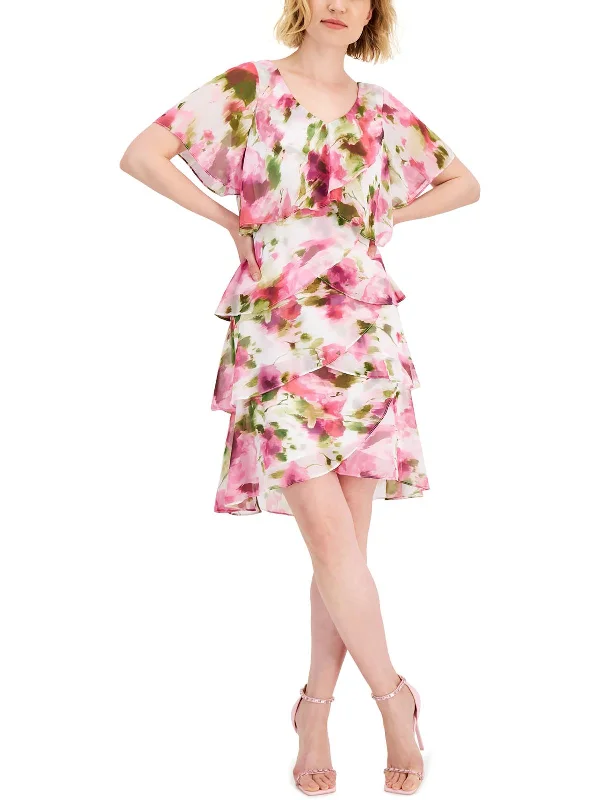 Womens Chiffon Floral Cocktail and Party Dress Feminine Grace