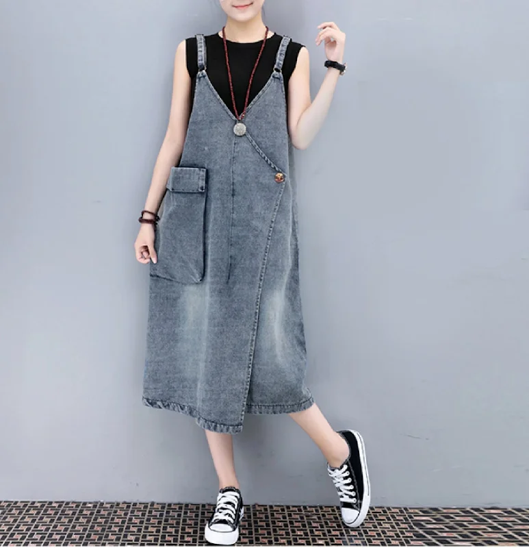 Womens Denim Dress with Pocket Luxe Layering