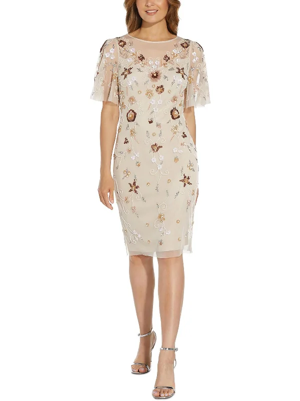 Womens Embellished Floral Print Sheath Dress Huge Discounts This Week