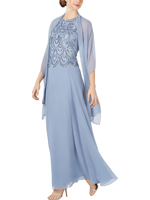 Womens Embellished Popover Evening Dress Pastel Styles