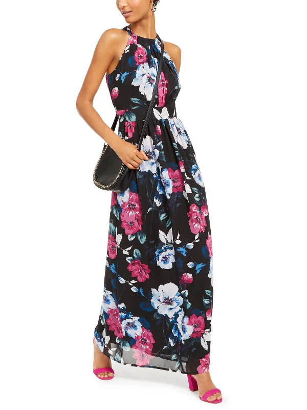 Womens Floral Halter Maxi Dress Signature Style Essentials