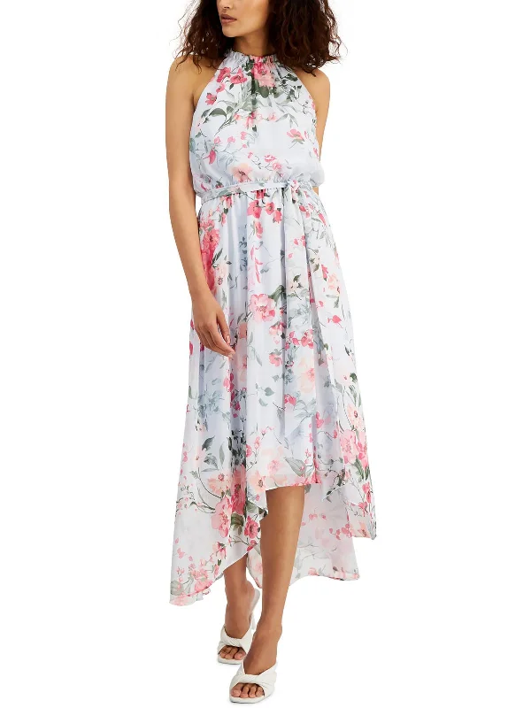 Womens Floral Print Hi-Low Halter Dress Unleash Your Fashion