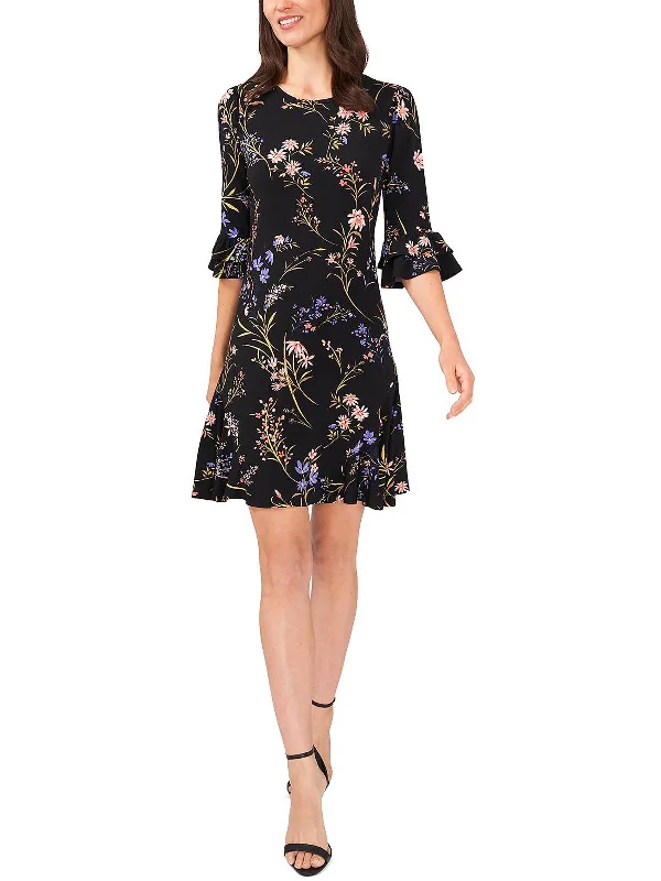 Womens Floral Print Midi Midi Dress Modern Glamour