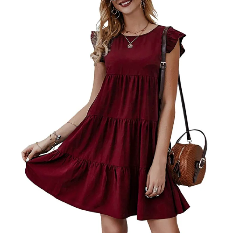 Womens Flowy Dress with Cap Sleeves Everyday Basics