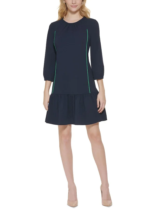 Womens Knit Contrast Trim Sheath Dress Unleash Your Trendy Side