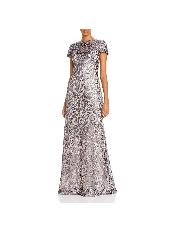 Womens Lace Sequined Evening Dress Chic Style