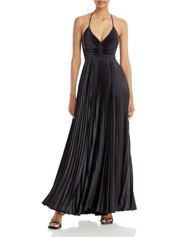 Womens Pleated Open-back Maxi Dress Effortless Everyday Wear