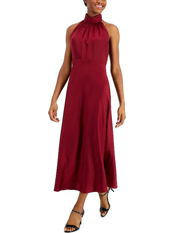 Womens Satin Maxi Halter Dress Effortless Comfort