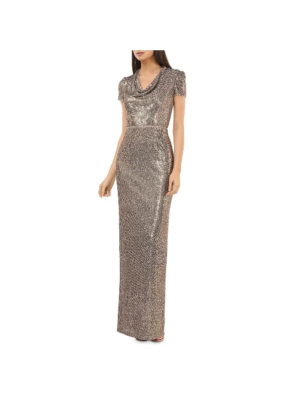 Womens Sequined Cowl Neck Evening Dress Casual Chic Clothing