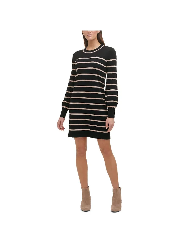 Womens Striped Knee-Length Sweaterdress Catch Every Fashion Trend