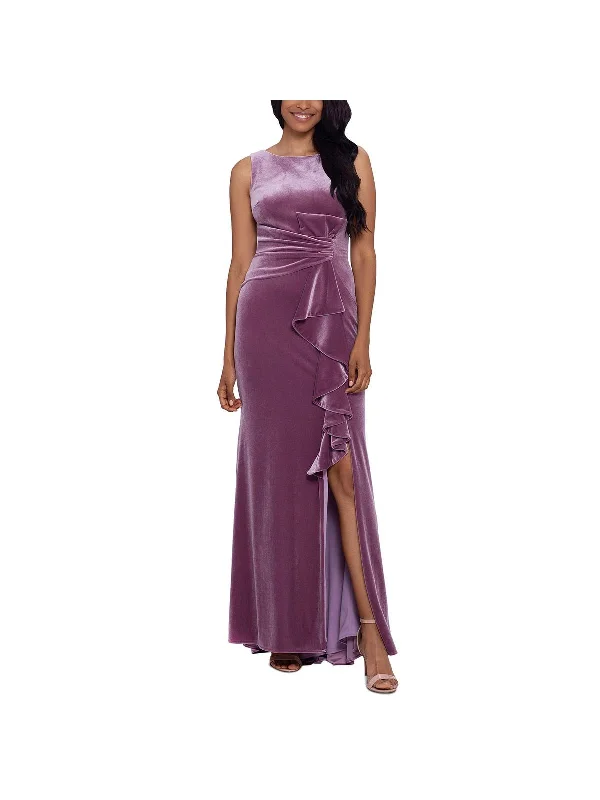 Womens Velvet Fit & Flare Cocktail and Party Dress Contemporary Elegance