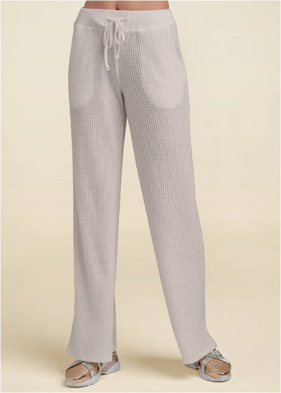 Brushed Waffle Lounge Pants - Oatmeal Sophisticated Fashion