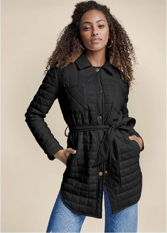 Faux-Leather Shacket  - Black Seasonal Trends