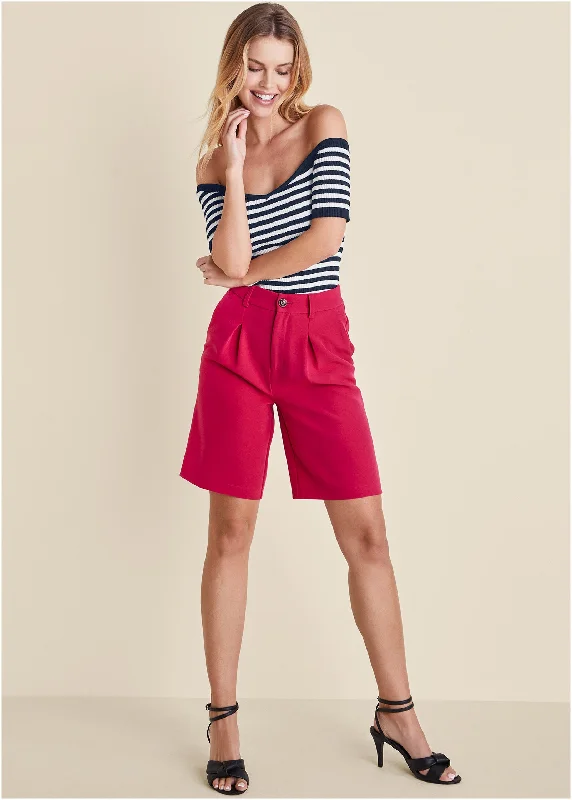 Bermuda Suit Shorts  - Dark Pink Latest Trends