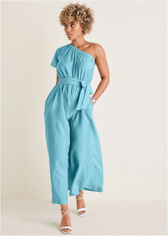 One Shoulder Jumpsuit - Blue You'Ll Love Us Because