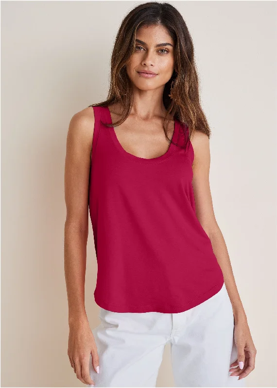 Scoop Neck Tank - Red Sleek Design