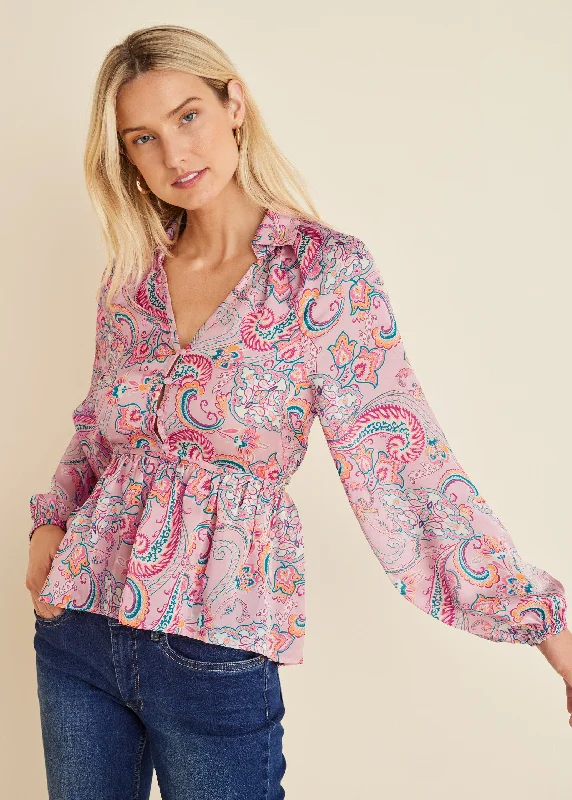 High-Low Blouse - Venetian Paisley Stupidly Low Prices