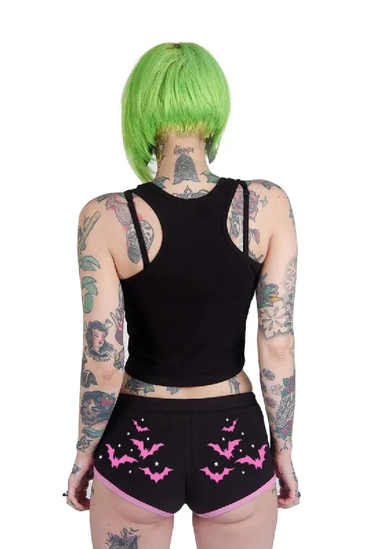 Pink Bats and Stars Pink Trim Short Shorts [BLACK/PINK] Fashionista Favorites