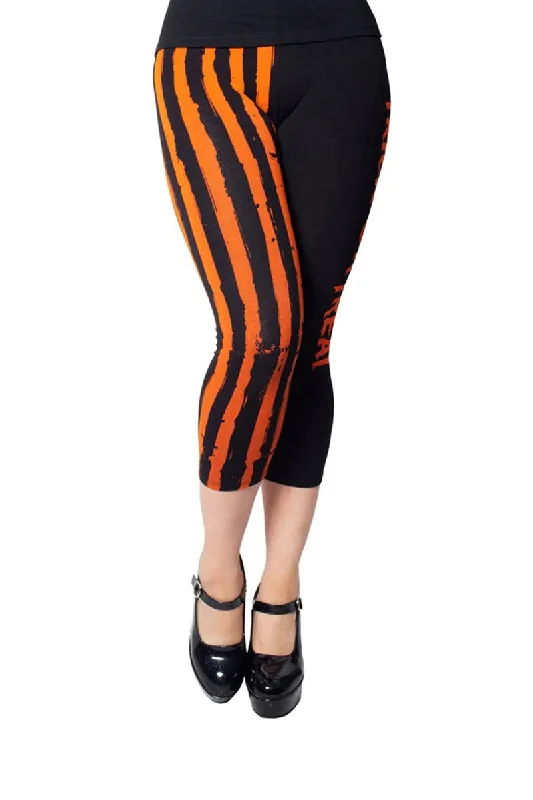 Trick or Treat Stripe Capri Leggings Luxury Style