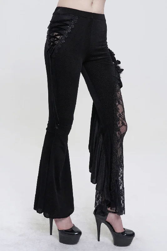 Velvet Vampire Goth Lace Flare Pants Chic Urban Fashion Look