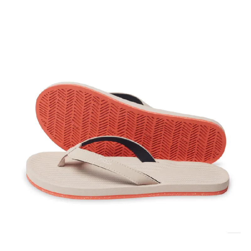 Women's White Flip Flops with Orange Sneaker Sole Urban Femme Streetwear